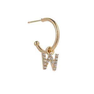 Gold Tone Alphabet Initial Earring Letter W 3 Pack